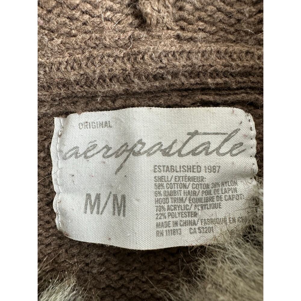 Y2K Aeropostale Fair Isle Knit Sweater Faux Fur Hood Bella Swan Twilightcore - M - Picture 8 of 11